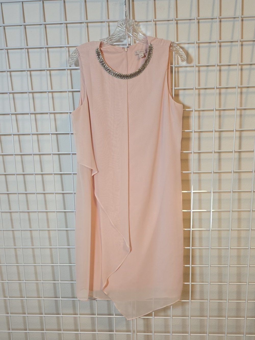 CB Established 1962 Sleeveless Blush Midi Dress with Embellished Collar Size 10